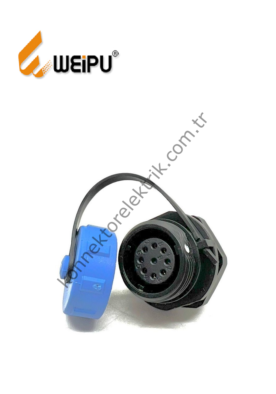 WEIPU SP1315/S9 9 Pin IP68 Plastik Kasa Somunlu Panel Tipi Dişi Su Geçirmez Konnektör