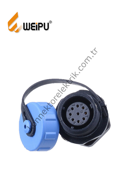 WEIPU SP1315/S9 9 Pin IP68 Plastik Kasa Somunlu Panel Tipi Dişi Su Geçirmez Konnektör