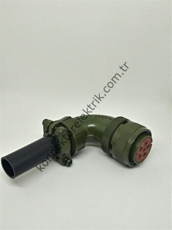 KUKDONG MS3108B 20-17S 6 Pin (5+1) Metal Kasa 90° Açılı Kablo Tipi Dişi Askeri Konnektör