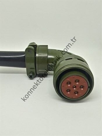 KUKDONG MS3108B 20-17S 6 Pin (5+1) Metal Kasa 90° Açılı Kablo Tipi Dişi Askeri Konnektör