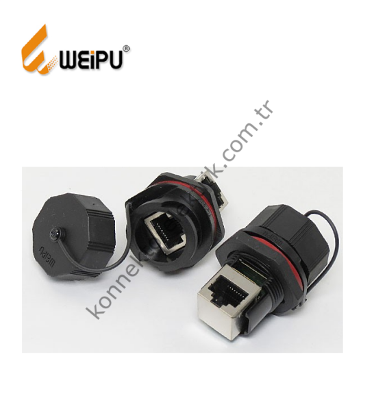 WEIPU RJ45F71RA IP67 Cat5e/Cat6 Uyumlu Panel Tipi RJ45 Dişi Ethernet Konnektör