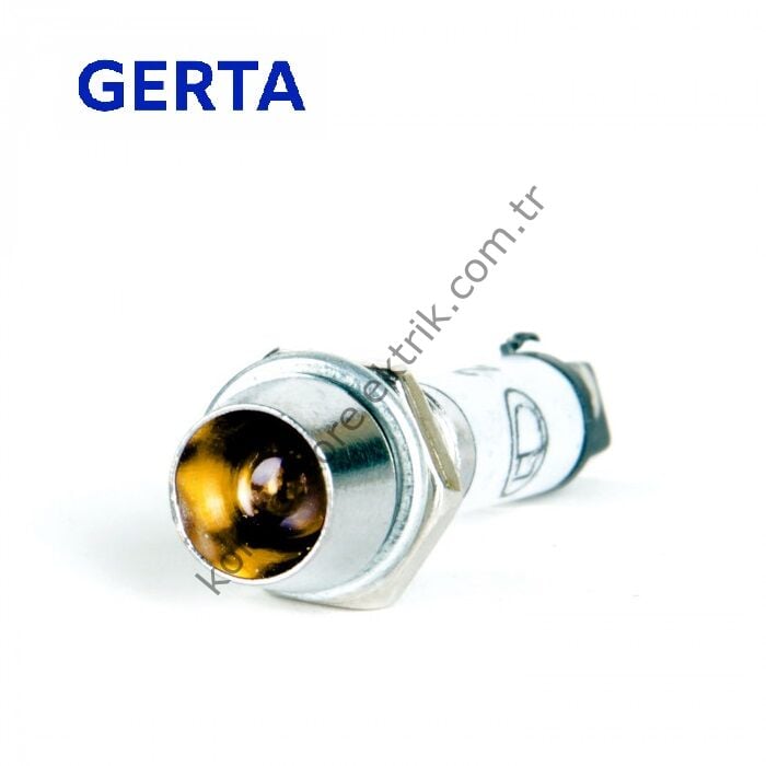 GERTA AD22-8T-024-Y Sarı 8mm Metal Gövde LED Sinyal Lambası 12-24V DC