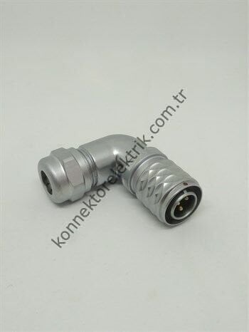 WEIPU SF1214/P3 3 Pin IP67 Metal Kasa 90° Açılı Kablo Tipi Erkek Su Geçirmez Konnektör