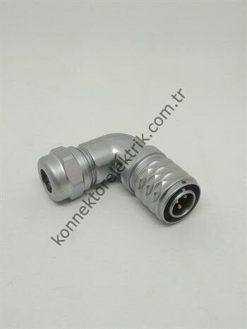 WEIPU SF1214/P3 3 Pin IP67 Metal Kasa 90° Açılı Kablo Tipi Erkek Su Geçirmez Konnektör