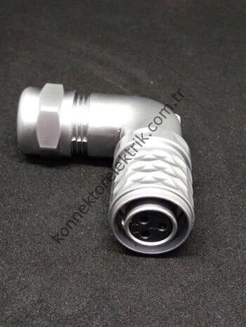 WEIPU SF1214/S3 3 Pin IP67 Metal Kasa 90° Açılı Kablo Tipi Dişi Su Geçirmez Konnektör