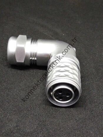 WEIPU SF1214/S3 3 Pin IP67 Metal Kasa 90° Açılı Kablo Tipi Dişi Su Geçirmez Konnektör