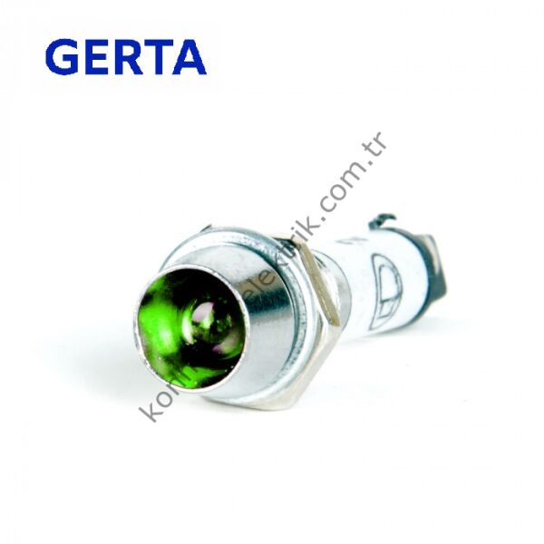 GERTA AD22-8T-220-G Yeşil 8mm Metal Gövde LED Sinyal Lambası 220V AC