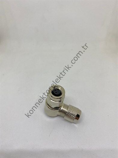 HZ CONNECTORS M9 3 Pin Metal Kasa 90° Açılı Kablo Tipi Dişi Endüstriyel Konnektör
