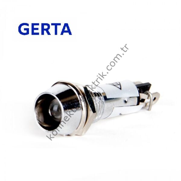 GERTA AD22-8T-220-W Beyaz 8mm Metal Gövde LED Sinyal Lambası 220V AC