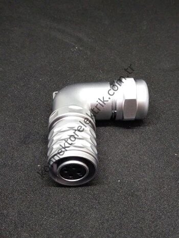 WEIPU SF1214/S4 4 Pin IP67 Metal Kasa 90° Açılı Kablo Tipi Dişi Su Geçirmez Konnektör