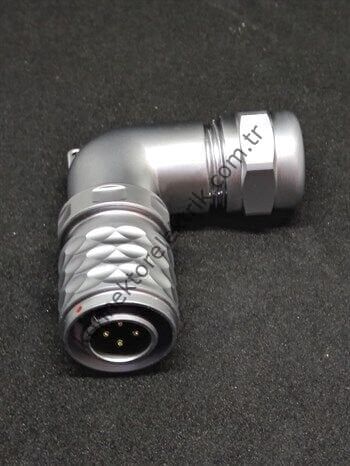 WEIPU SF1214/P4 4 Pin IP67 Metal Kasa 90° Açılı Kablo Tipi Erkek Su Geçirmez Konnektör