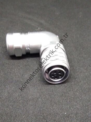 WEIPU SF1214/S5 5 Pin IP67 Metal Kasa 90° Açılı Kablo Tipi Dişi Su Geçirmez Konnektör