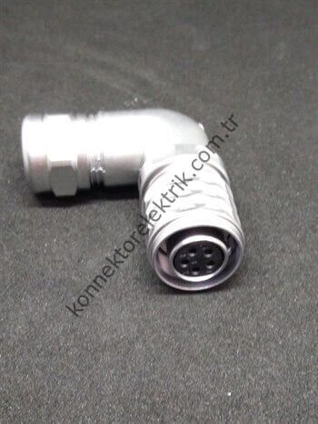 WEIPU SF1214/S5 5 Pin IP67 Metal Kasa 90° Açılı Kablo Tipi Dişi Su Geçirmez Konnektör