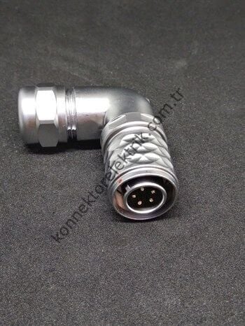 WEIPU SF1214/P5 5 Pin IP67 Metal Kasa 90° Açılı Kablo Tipi Erkek Su Geçirmez Konnektör