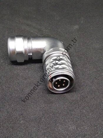 WEIPU SF1214/P5 5 Pin IP67 Metal Kasa 90° Açılı Kablo Tipi Erkek Su Geçirmez Konnektör