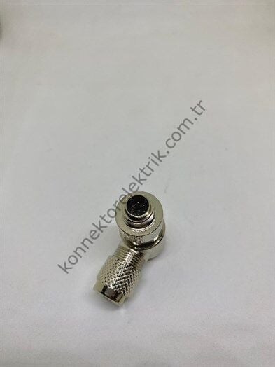 HZ CONNECTORS M9 6 Pin Metal Gövde 90° Açılı Kablo Tipi Erkek Endüstriyel Konnektör