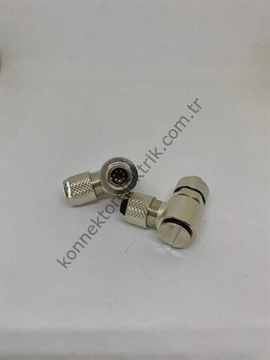HZ CONNECTORS M9 7 Pin Metal Kasa 90° Açılı Kablo Tipi Erkek Endüstriyel Konnektör