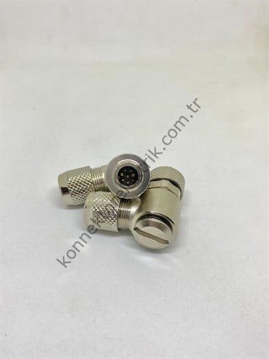 HZ CONNECTORS M9 8 Pin Metal Kasa 90° Açılı Kablo Tipi Erkek Endüstriyel Konnektör