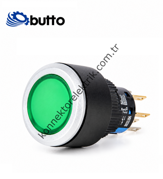 BUTTO K16-G-170-GA2 Yuvarlak Plastik Gövde 16-22mm Sinyal Lambası Led Işıklı 220V AC