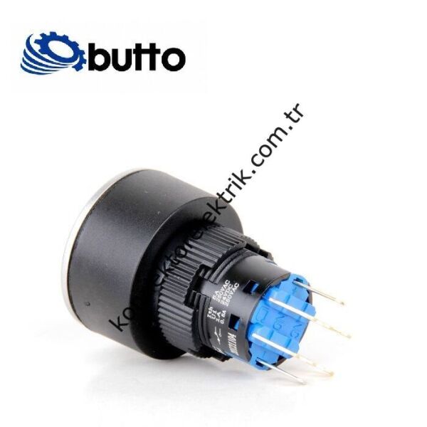 BUTTO K16-G-170-BD Yuvarlak Plastik Gövde 16-22mm Sinyal Lambası Led Işıklı 12-24V DC