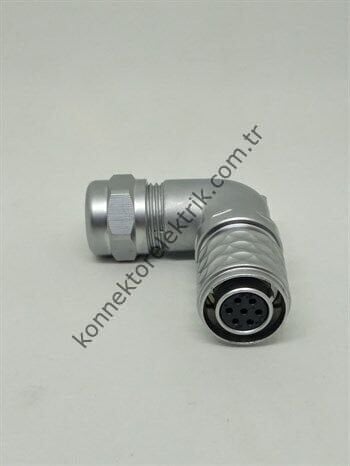 WEIPU SF1214/S7 7 Pin IP67 Metal Kasa 90° Açılı Kablo Tipi Dişi Su Geçirmez Konnektör