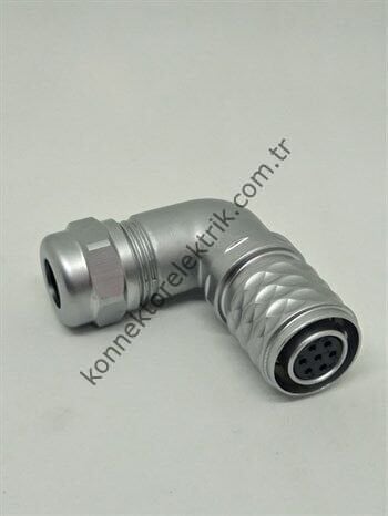 WEIPU SF1214/S7 7 Pin IP67 Metal Kasa 90° Açılı Kablo Tipi Dişi Su Geçirmez Konnektör