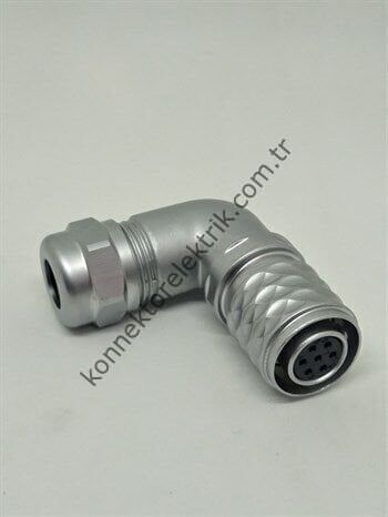 WEIPU SF1214/S7 7 Pin IP67 Metal Kasa 90° Açılı Kablo Tipi Dişi Su Geçirmez Konnektör