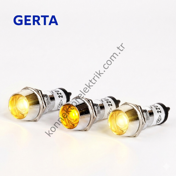 GERTA AD22C-10T-220-Y Sarı 10mm Metal Gövde LED Sinyal 220V AC
