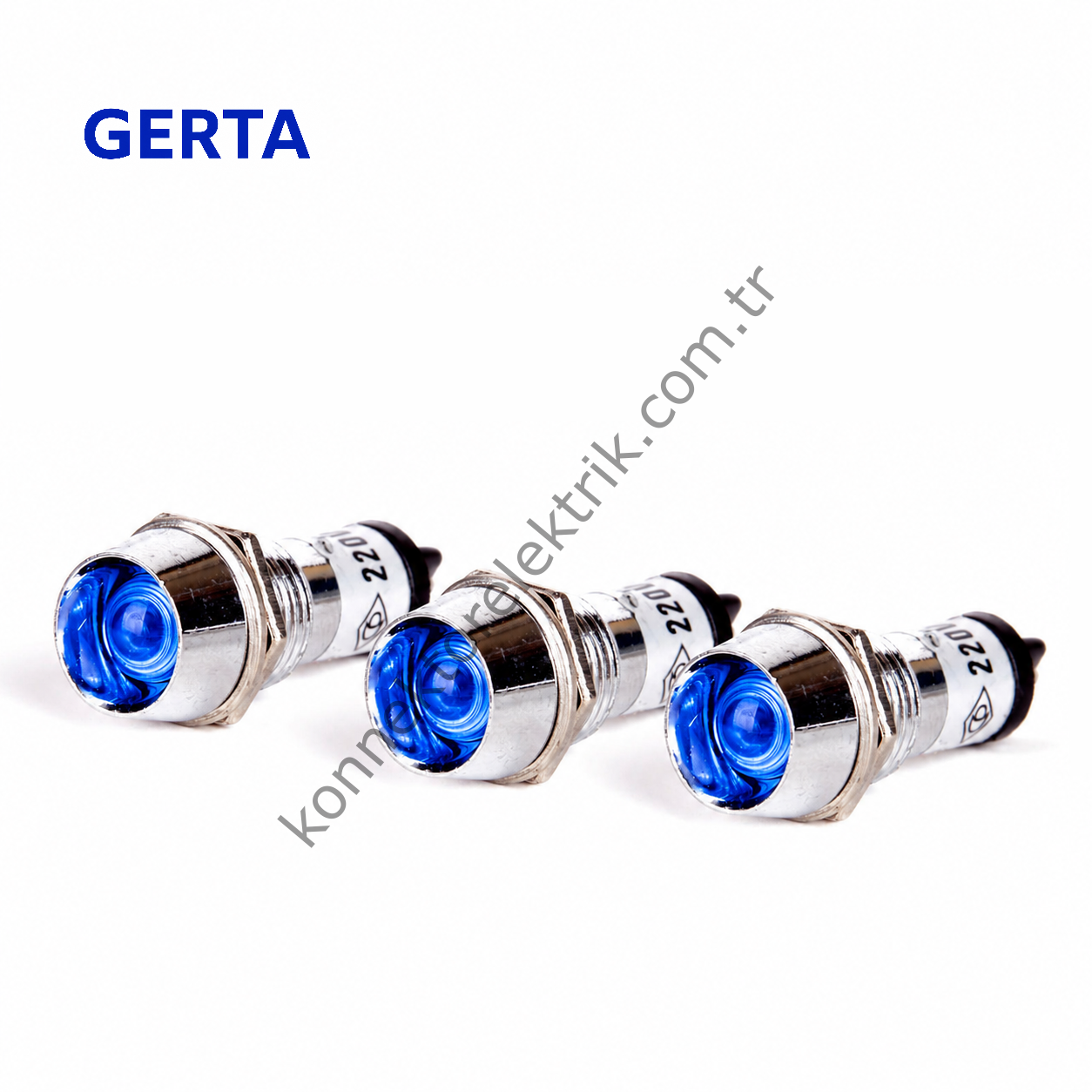 GERTA AD22C-10T-220-B Mavi 10mm Metal Gövde LED Sinyal 220V AC