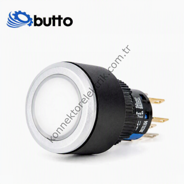 BUTTO K16-G-170-WD Yuvarlak Plastik Gövde 16-22mm Sinyal Lambası Led Işıklı 12-24V DC
