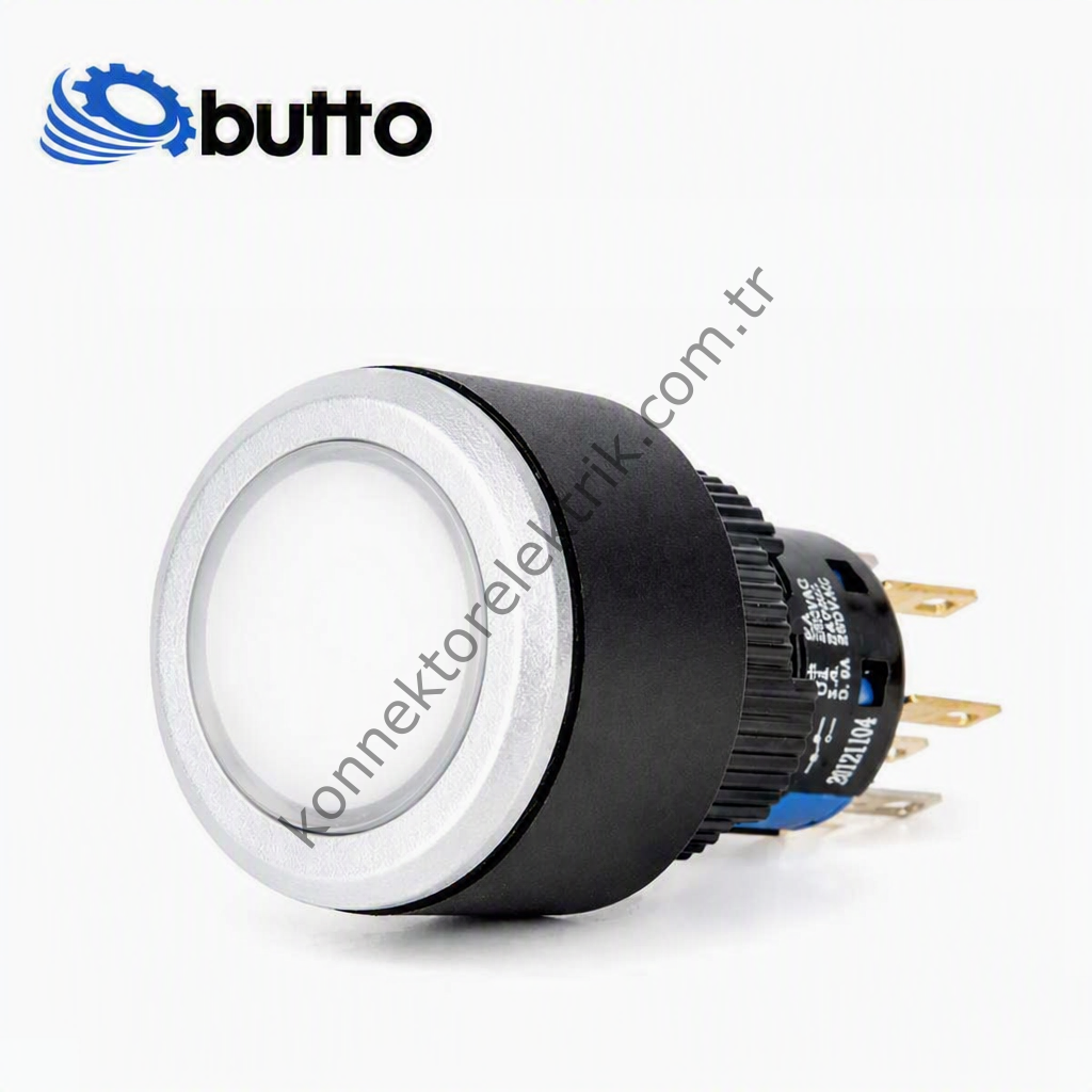 BUTTO K16-G-170-WA2 Yuvarlak Plastik Gövde 16-22mm Sinyal Lambası Led Işıklı 220V AC