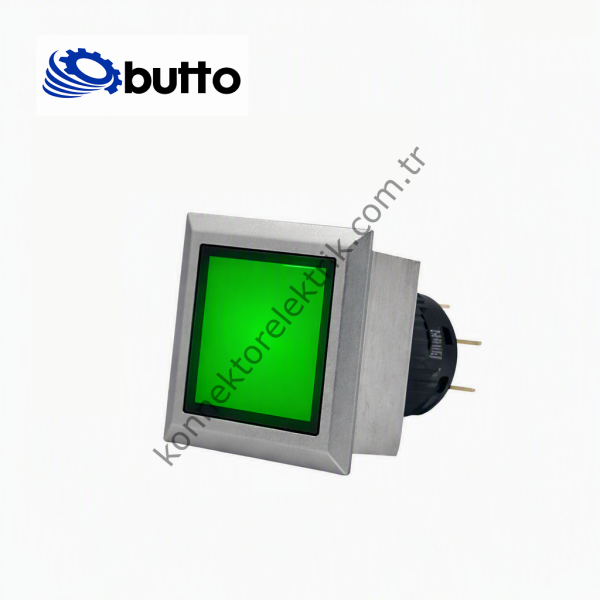 BUTTO K16-G-180-GD Kare Plastik Gövde 21-21mm Sinyal Lambası Led Işıklı 12-24V DC