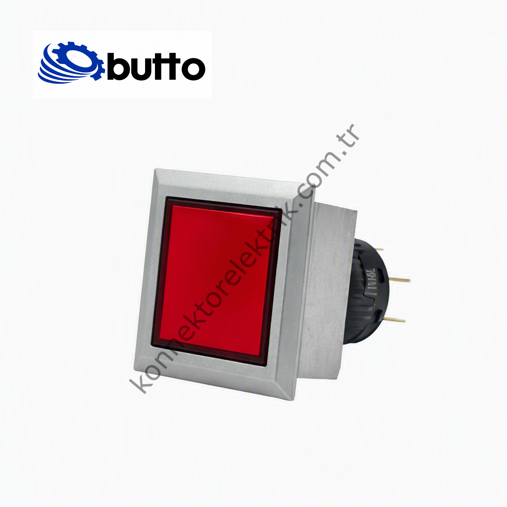 BUTTO K16-G-180-RA2 Kare Plastik Gövde 21-21mm Sinyal Lambası Led Işıklı 220V AC