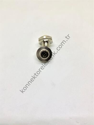 HZ CONNECTORS M9 Arkadan Somunlu 8 Pin Metal Kasa Panel Tipi Erkek Endüstriyel Konnektör