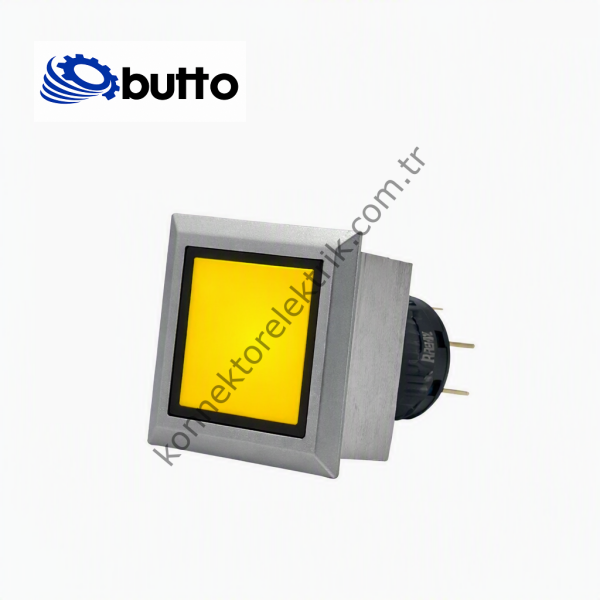 BUTTO K16-G-180-YA2 Kare Plastik Gövde 21-21mm Sinyal Lambası Led Işıklı 220V AC