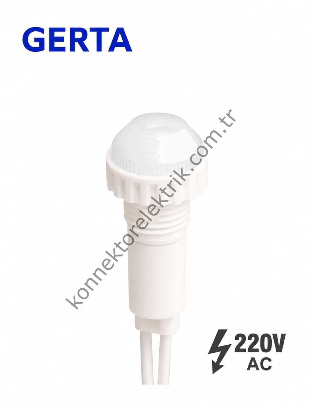 GERTA XD10-6W-220W Beyaz 10mm Plastik Gövde 18cm Kablolu Sinyal Lambası