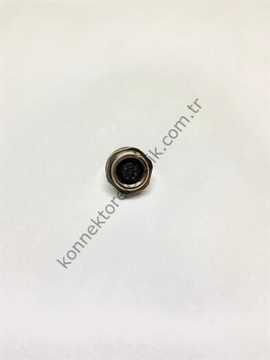 HZ CONNECTORS M9 Önden Somunlu 8 Pin Metal Kasa Panel Tipi Dişi  Endüstriyel Konnektör