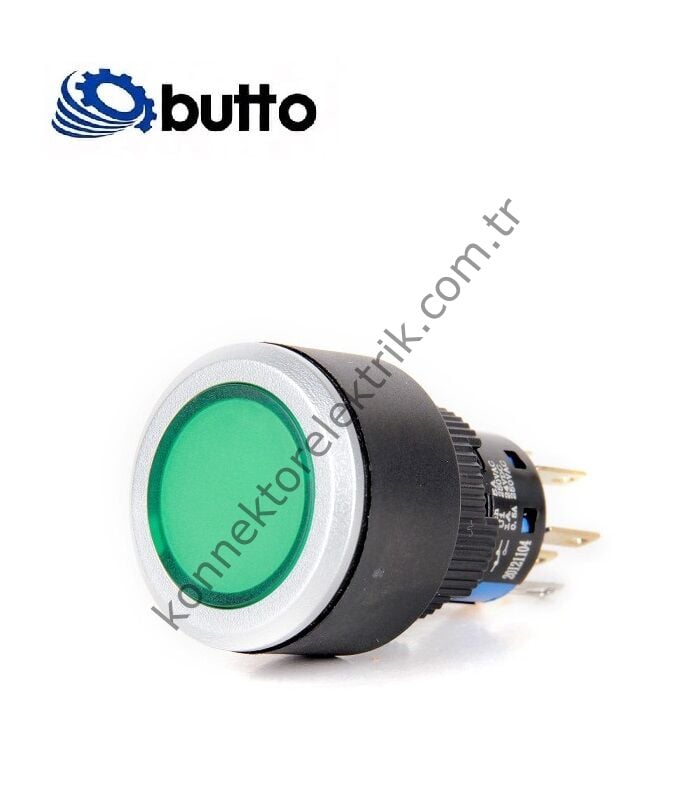 BUTTO K16-G-272-GD Yuvarlak Plastik Gövde 16mm Yaylı Buton 12-24V DC