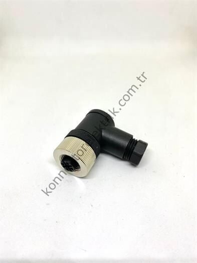 HZ CONNECTORS M12 4 Pin Plastik Kasa 90° Açılı Kablo Tipi Dişi Endüstriyel Konnektör