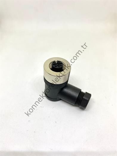 M12 4 Pin 90° Açılı Dişi Konnektör