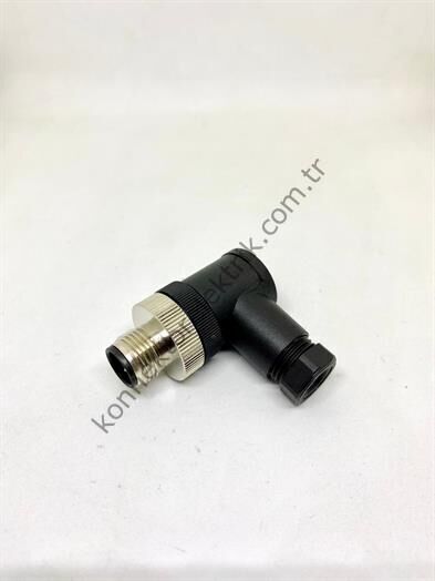 M12 4 Pin 90° Açılı Erkek Konnektör