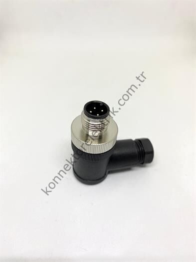 M12 4 Pin 90° Açılı Erkek Konnektör