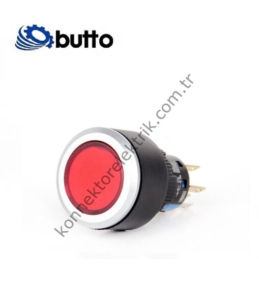 BUTTO K16-G-272-RD Yuvarlak Plastik Gövde 16mm Yaylı Buton 12-24V DC