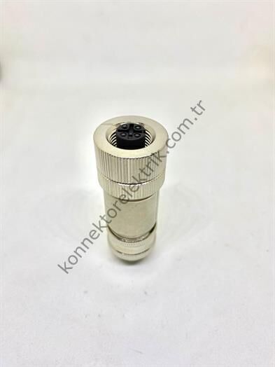 M12 5 Pin Metal Kasa Kablo Tipi Dişi Konnektör