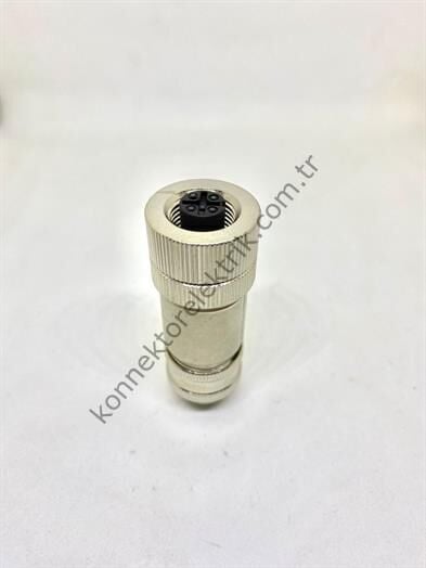 M12 5 Pin Metal Kasa Kablo Tipi Dişi Konnektör