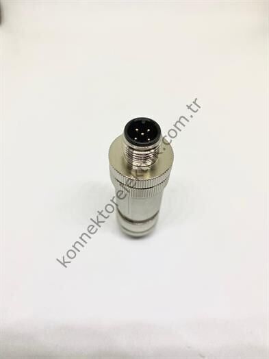 HZ CONNECTORS M12 5 Pin Metal Kasa Kablo Tipi Erkek Endüstriyel Konnektör