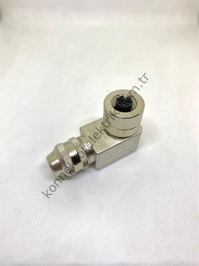 HZ CONNECTORS M12 5 Pin Metal Kasa 90° Açılı Kablo Tipi Dişi Endüstriyel Konnektör