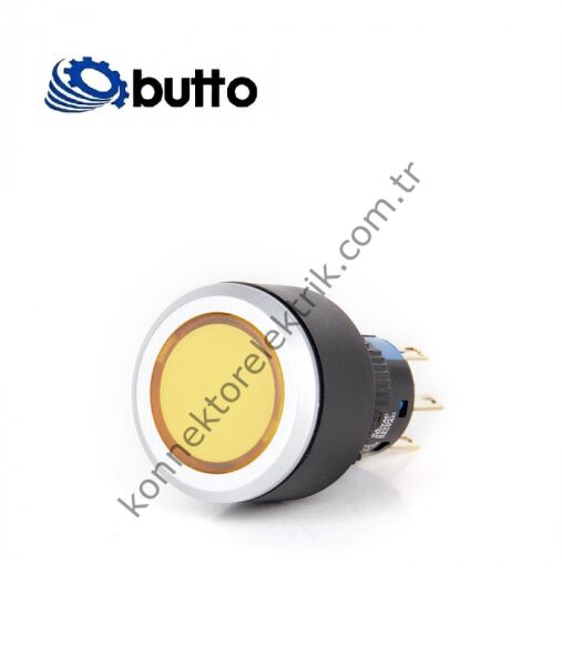 BUTTO K16-G-272-YA2 Yuvarlak Plastik Gövde 16mm Yaylı Buton 220V AC