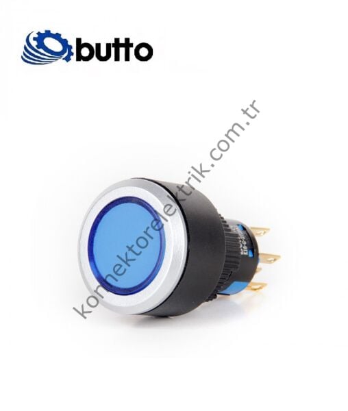 BUTTO K16-G-272-BA2 Yuvarlak Plastik Gövde 16mm Yaylı Buton 220V AC