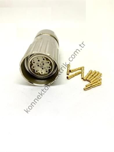 HZ CONNECTORS M23 12 Pin Metal Kasa Kablo Tipi Dişi Endüstriyel Konnektör
